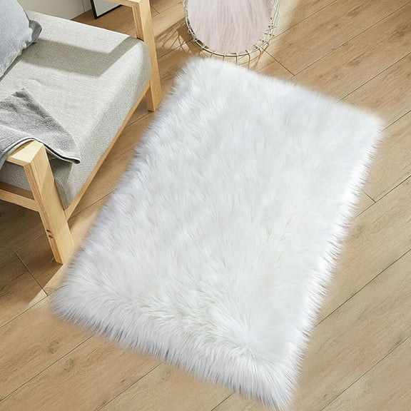 Soft White Fur Area Rug 15.8x23.6inch Shaggy Fluffy Rugs Long Plush Carpet Floor Mat
