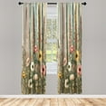 thumbnail image 3 of Ambesonne Floral Curtains 2 Panel Set, Vintage Botanical Blossoms, Pair of - 28" x 63", Beige Reseda Green and Blush, 3 of 4