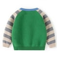 thumbnail image 6 of Odeerbi Toddler Boys Girls Sweater Cute Winter Thermal Knit Crewneck Sweater Winter Knitted Soft Cute Puppy Print Striped Unisex Sweater Toddler Clothes Green, 6 of 7