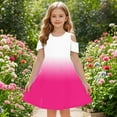 thumbnail image 6 of Ashirexll Summer Dresses for Teens, Girls Dresses Size 10-12, Girls' Short Sleeve Round Neck Dress Gradient Color A-Line Dresses with Pockets, 6 of 7