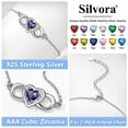 thumbnail image 4 of Pulsera de tobillo de plata esterlina Silvora con piedra de nacimiento de corazón de agosto, 4 of 8