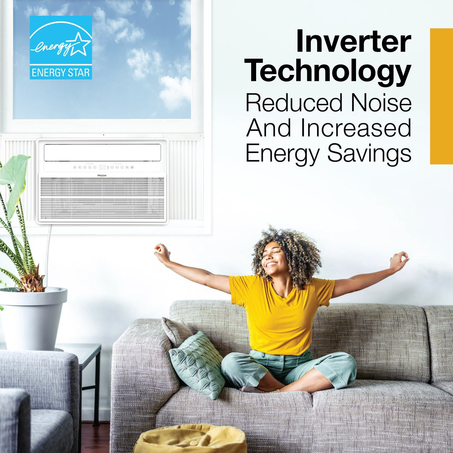 Whirlpool New 24,000 BTU 1500 Sq Ft Inverter Window Air Conditioner, White
