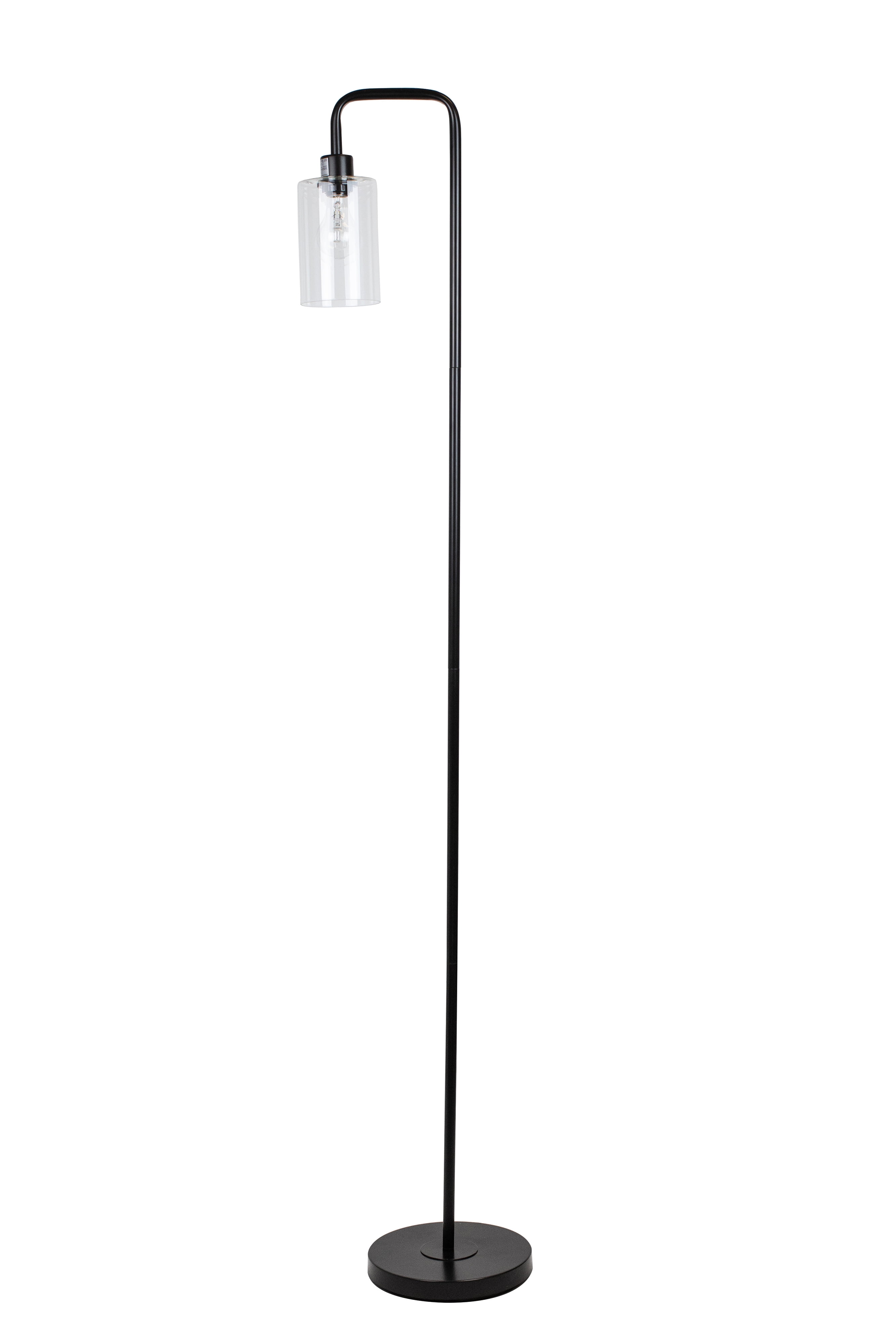 64.5" Matte Black Metal Down Light Floor Lamp w/ Glass Shade Walmart