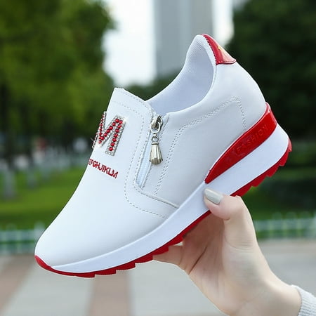 

Women‘s Inner Wedge Sneakers Side Zipper Fashion Shoes Women‘s Footwear