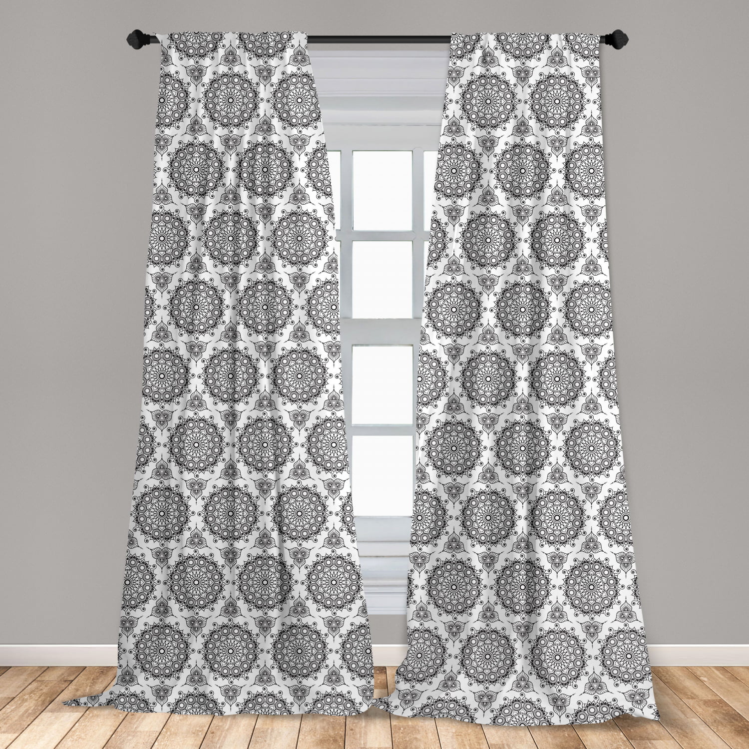 Ambesonne Soccer Window Curtains Lightweight Decorative Panels Set of 2 with Rod Pocket Monochrome Design Pattern of Classical Football Balls Kids Boys Cartoon Pattern 56 x 95 Charcoal 