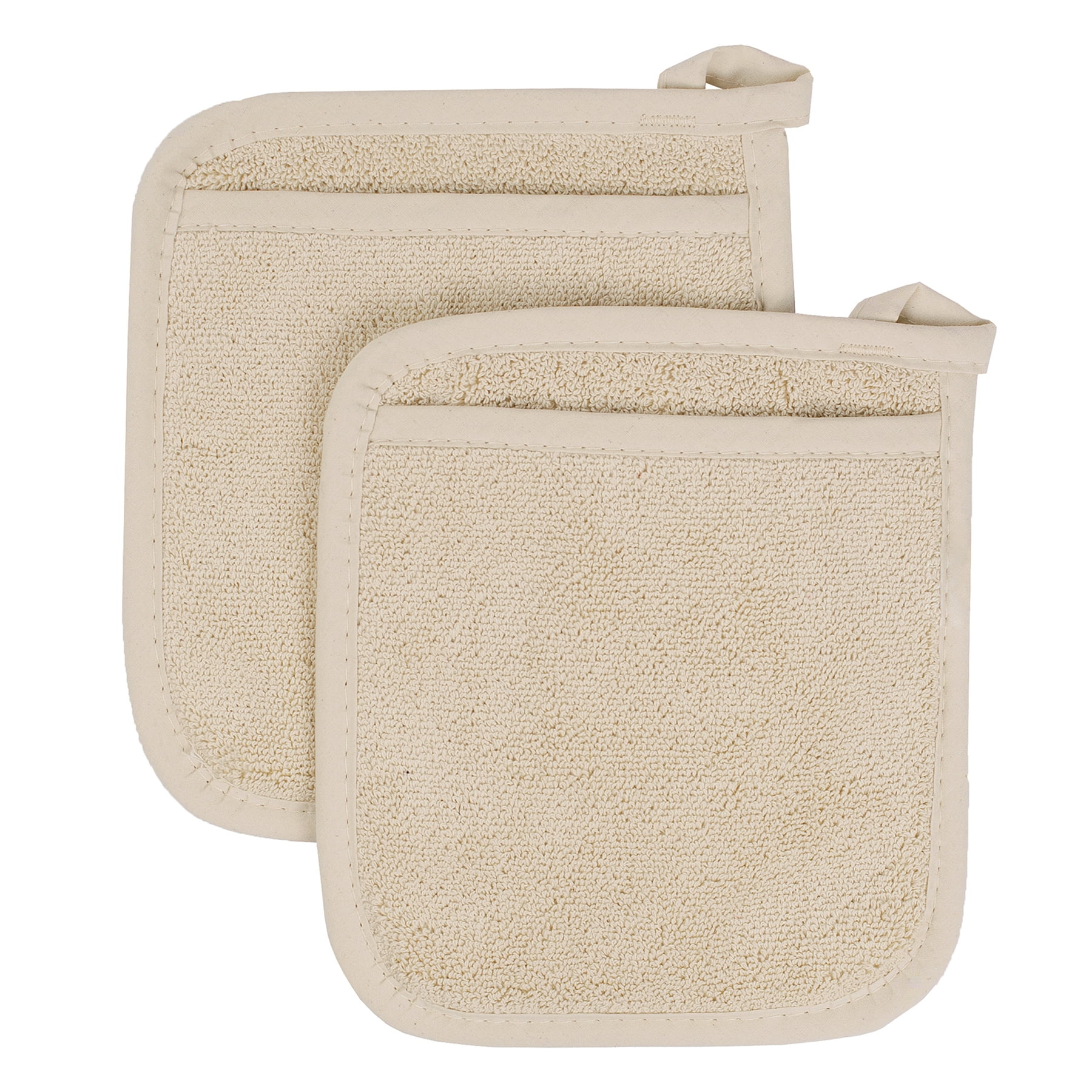 RITZ Royale Terry Pocket Mitt Set - Pot Holder Set, 2-Pack, Latte