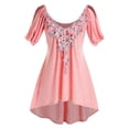 thumbnail image 1 of Más el tamaño de la capucha de la manga Alto Bajo floral apliques camiseta Rosegal Camisetas tallas grandes, 1 of 5