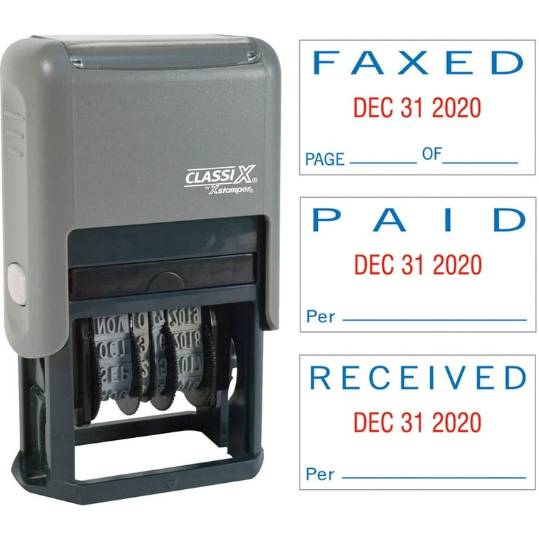 Xstamper Self-Inking Paid/Faxed/Received Dater - Message/Date Stamp - Xstamper Self-Inking Paid/Faxed/Received Dater - Message/Date Stamp -