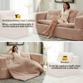 thumbnail image 4 of 80" King Size Convertible Sleeper Sofa Bed with Independent Chaise Lounge,Multifunctional Plush Corduroy Sectional Sofa Couch for Living Room,Bedroom,Pink, 4 of 7