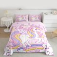 thumbnail image 3 of Manfei Dreamy Pink Unicorn Full Size Comforter Sets, Cartoon Cloud Stars Print Bedding Comforter Set, Fairy Tale Animal Reversible Bedding Sets, Breathable Home Decor, 3-Piece, 3 of 9