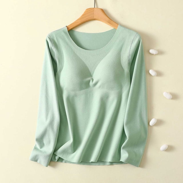 Pijama de manga larga para mujer, ropa gruesa y pantalones de invierno, con almohadilla de pecho desmontable, cuello redondo, para el hogar, blusa modal de manga larga.
