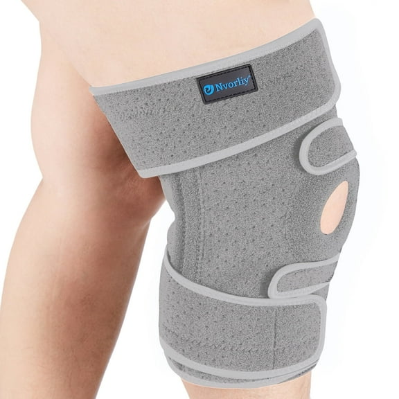 Nvorliy Plus Size Knee Brace for Knee Pain Plus Size (XL-8XL) - Extra Large Knee Brace with Side Stabilizers for Arthritis, Meniscus Tear, Knee Pain Relief, ACL, LCL, MCL (Grey)