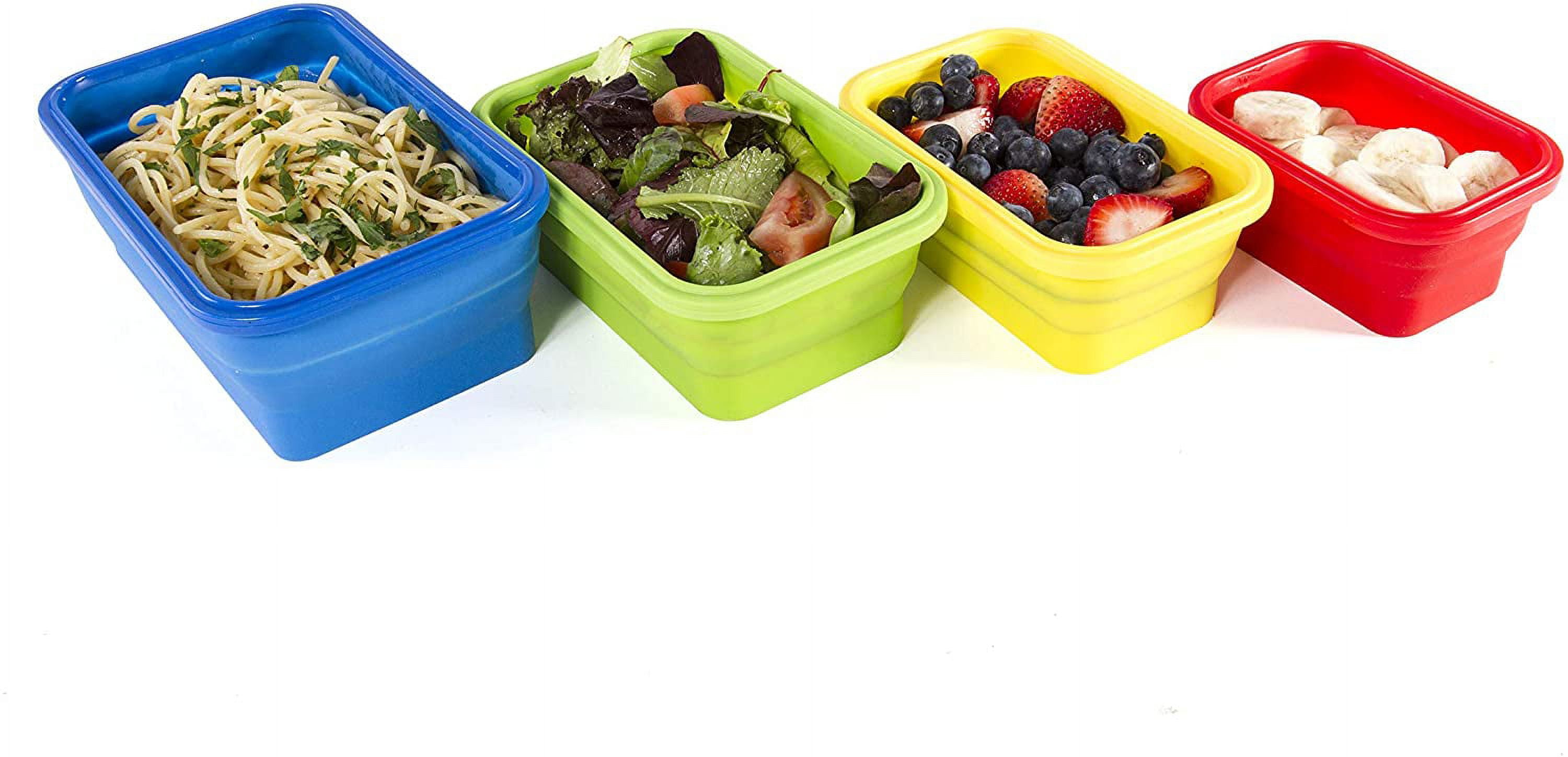 Thin Bins Food Storage Containers - Set of Collapsible Silicone w