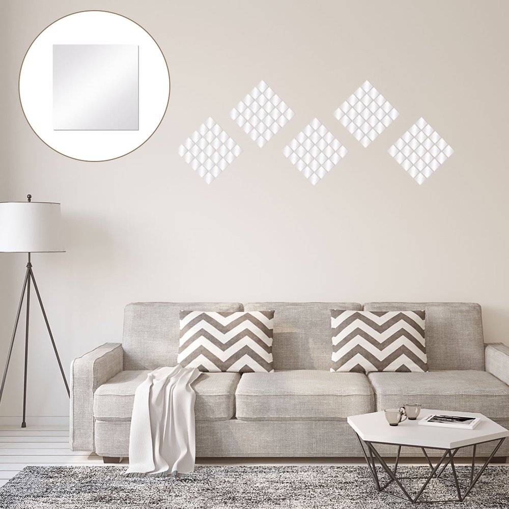 20pcs Mirror Wall Stickers Art DIY Decal Home Living Room Square Shape