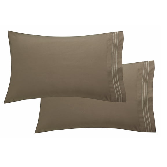 1800 Thread Count Egyptian Quality Super Soft Wrinkle Free 2-Piece Pillowcases- King Size-Taupe