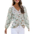 thumbnail image 2 of Sunloudy, camiseta de gasa de manga larga para mujer, estampado Floral, jerséis casuales elegantes con cuello en V, Tops de oficina, ropa de calle Sunloudy moda, 2 of 5