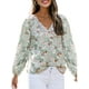 thumbnail image 2 of VISgogo, camiseta de gasa de manga larga para mujer, estampado Floral, jerséis casuales elegantes con cuello en V, Tops de oficina, ropa de calle VISgogo moda, 2 of 4