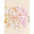 thumbnail image 4 of Aojekbee Baby Girls Outfit, Pumpkin Ghost Print Long Sleeve Crew Neck Sweatshirt Sweatpants Halloween Clothes, 4 of 10