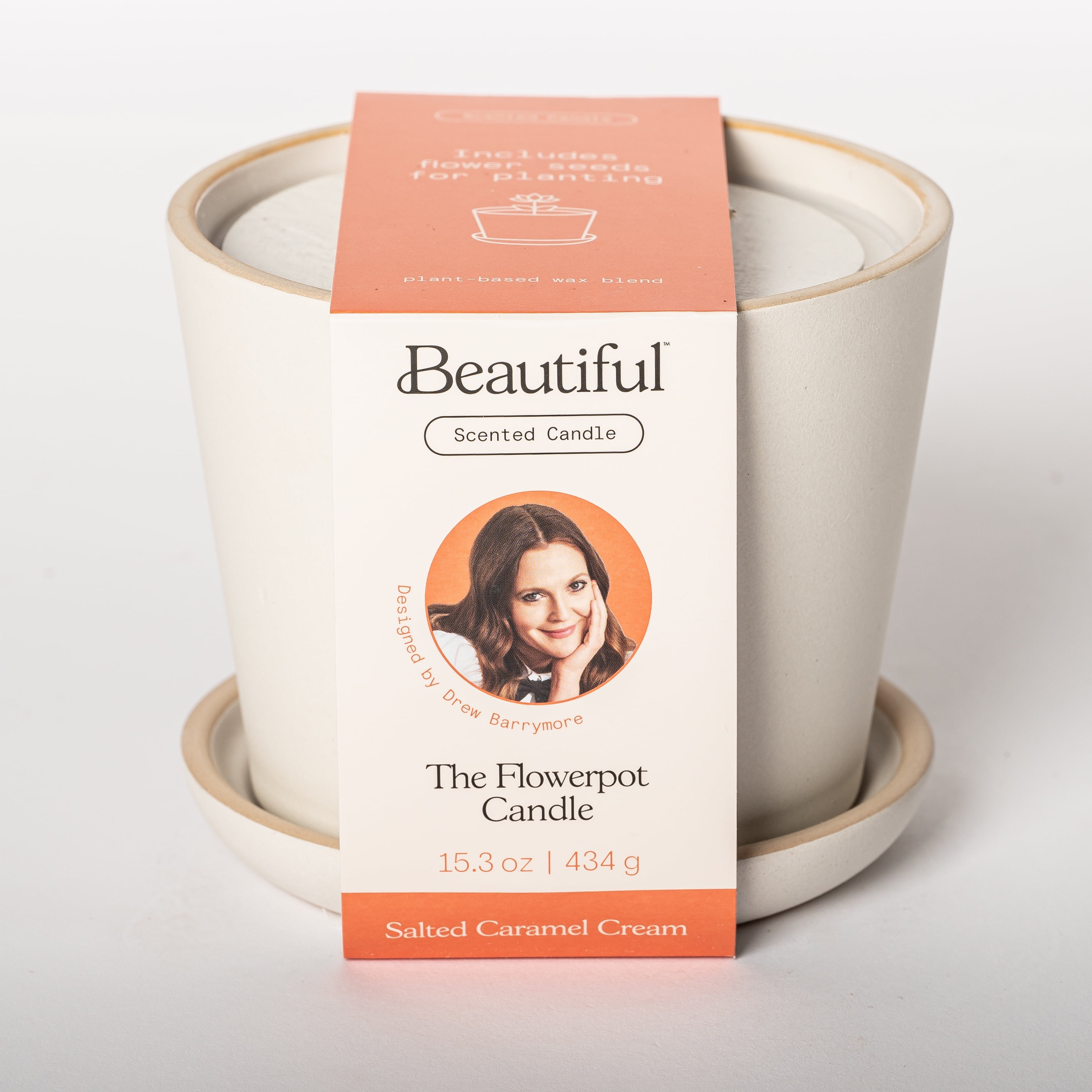 Beautiful by Drew Barrymore 15oz Salted Caramel Cream 2-Wick Christmas Holiday Candle