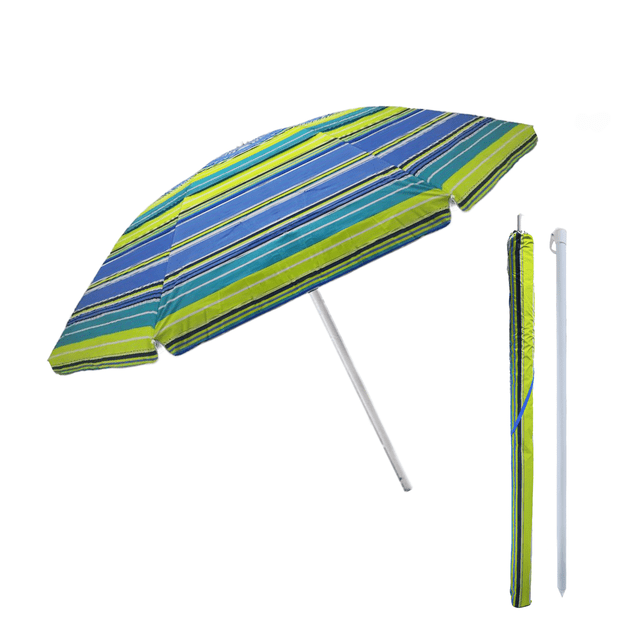 Sombrilla de Playa 50" con Rompevientos y Altura Ajustable verde Grande