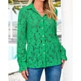 thumbnail image 4 of Blusa BTFBM de manga larga con encaje para mujer primavera 2025 verde, 4 of 9