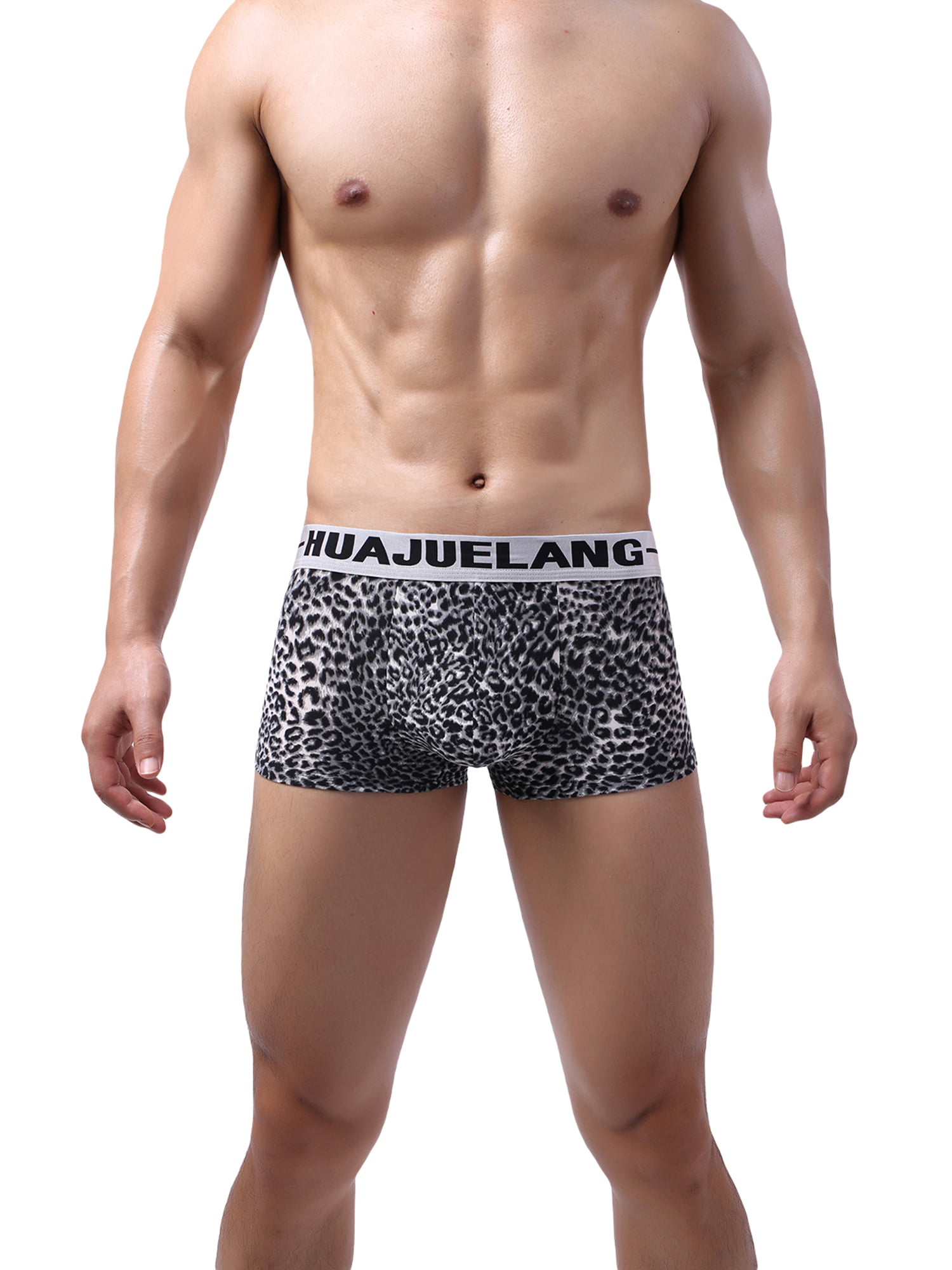 Men Leopard Breathable Boxer Briefs Pouch Underwear Shorts Trunks Underpants US 