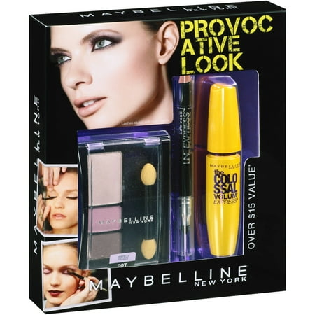 Maybelline the Provocative Look the Colossal Mascara (Glam Black) + Eyeliner (Ebony Black) + Eye Shadow Trio (Crown Jewels) Set.