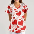 thumbnail image 5 of Print Scrub Tops,Women's Valentine's Day Printed Loose-Fit V-Neck Pocket Short-Sleeve Nursing Scrubs Top - Pink - M, 5 of 6
