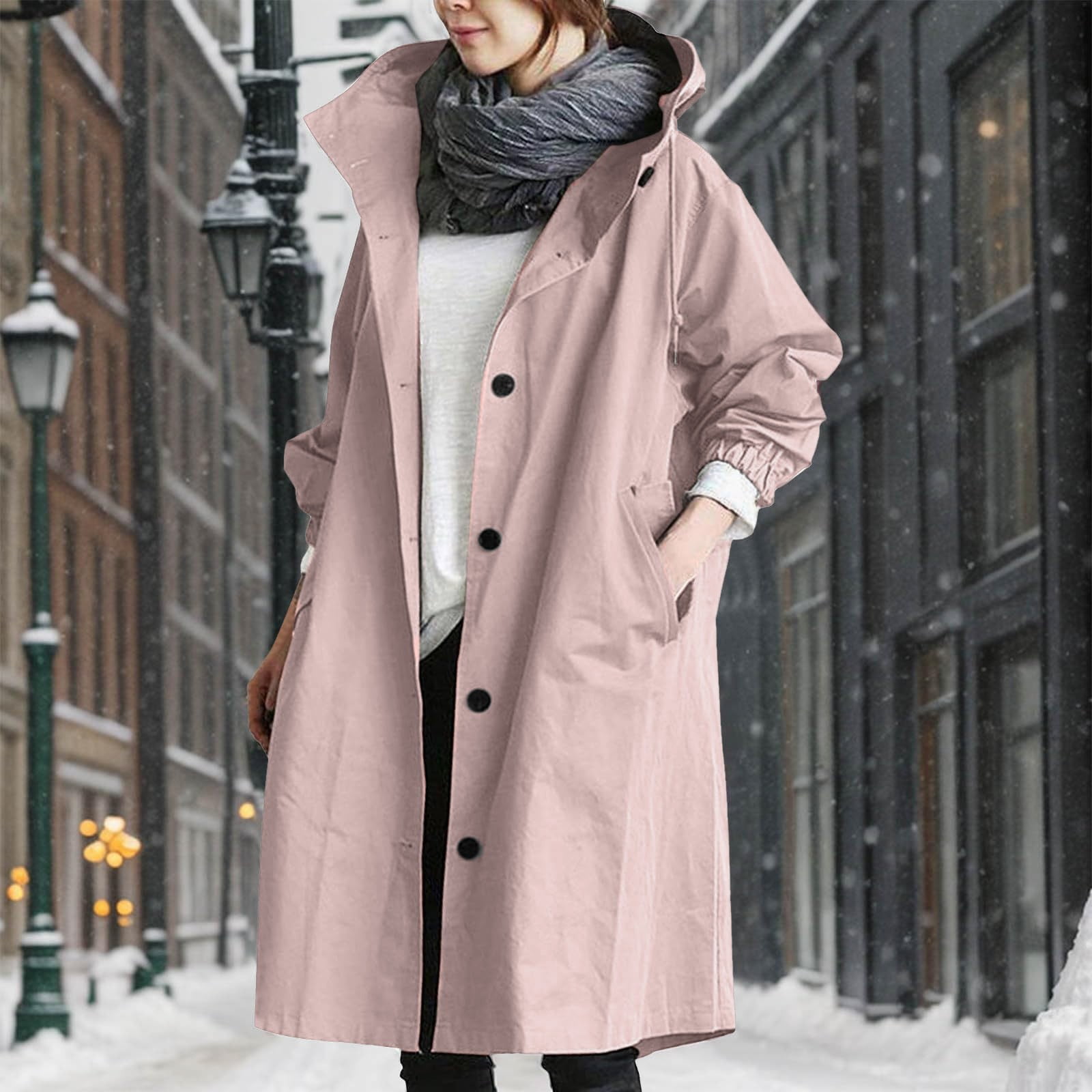 ジャケット・アウター RAINMAKER OVERSIZED TRENCH COAT Women's Trench Coats Plus Size Casual Rain Jacket Fashion