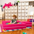 thumbnail image 3 of Jaxx Zipline Kids Modular Loveseat & Ottomans, Fold Out Lounger, Fuchsia, 3 of 9