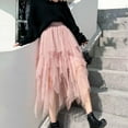 thumbnail image 4 of RUTAYY Women Casual Elastic High Waist Blingbling Mesh Skirt Tutu Skirt Irregular Hem Skirt Solid Color Flowy Swing Pleated Beach Skirts, 4 of 4