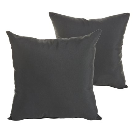 Humble and Haute Sunbrella Canvas Black Indoor/ Outdoor Square Knife Edge Pillow Set