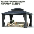 thumbnail image 2 of Howsvn 12 Ft x 14 Ft Outdoor Hardtop Gazebo Heavy Duty Pavilion with Aluminum Frame, Galvanized Steel Double Roof Gazebos with Netting and Curtains for Garden, Patio, Lawns, 2 of 8