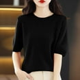 thumbnail image 2 of FAIWAD Women's Short Sleeve Pullover Sweater Round Neck Shirt Puff Sleeves Lightweight Summer Tops, 2 of 5