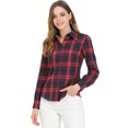 thumbnail image 1 of INSPIRE CHIC Women's Button Down Long Sleeve Collared Top Plaid Shirt, 1 of 6