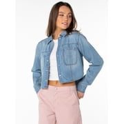 Women's and Women's Plus Hi Low Button Down Denim Top, Sizes XS-4X