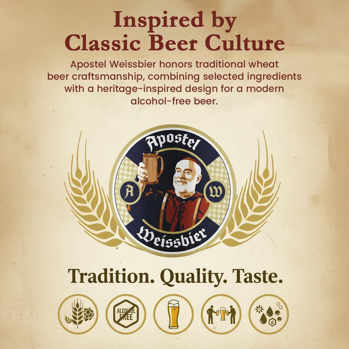 Apostel Weissbier Non alcoholic beer with smooth taste & crisp texture for casual sipping or gatherings- Alcohol Free Wheat Beer Ideal for Parties or Outdoor Events -3 Pack