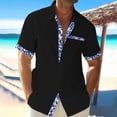 thumbnail image 2 of Vetsdori Mens Short Sleeve Shirts Polo Button down Dress Shirts Pockets Collar Summer Gift for Husband Floral Camisas de Hombre Casual T-Shirts for Men Cotton Linen, 2 of 6