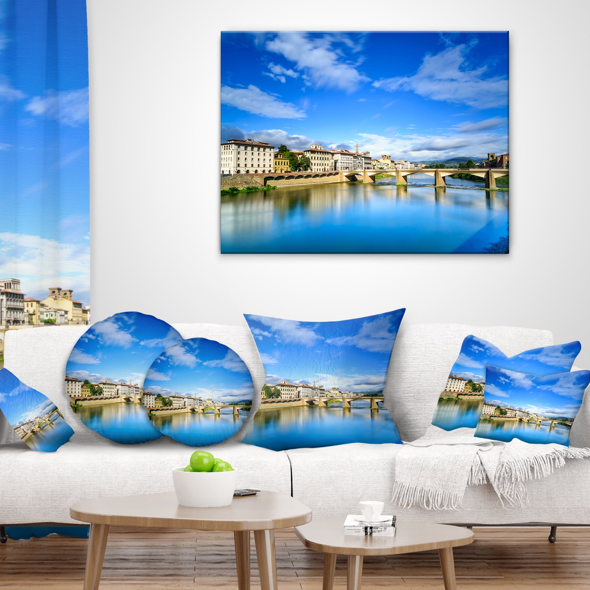 Designart Ponte Alle Grazie Florence Italy - Seashore Throw Pillow - 18x18