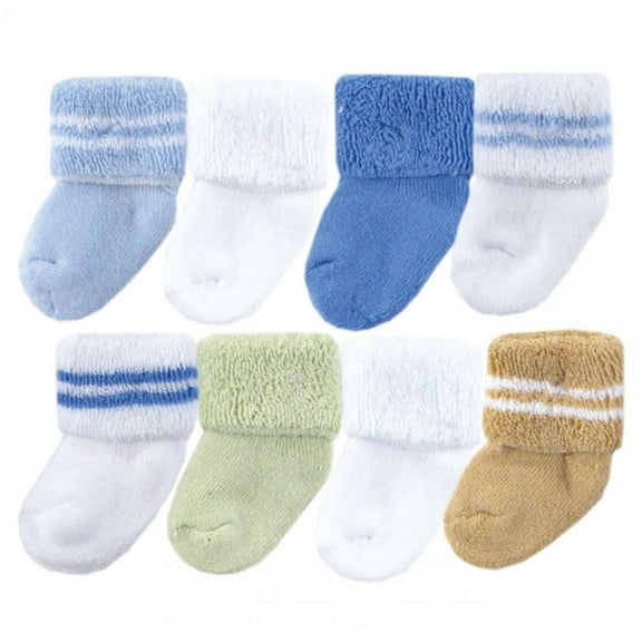 Luvable Friends Baby Boy Newborn and Baby Terry Socks, Blue Green, 0-6 Months