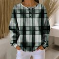 thumbnail image 2 of Women's Casual Shirts Long Sleeve Tops Button Up V Neck Loose Knit Fall Favorites For Women with Large Plaid Print Waffle Henley Shirt, Autumn Winter Fashion Comfortable Blouse,Dark Green,L, 2 of 7