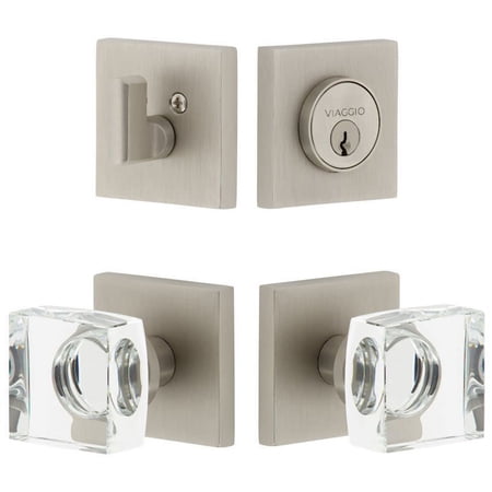 Viaggio 628746 Quadrato Solid Brass Single Cylinder Keyed Entry Door Knob Set And Deadbolt
