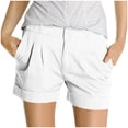 thumbnail image 2 of BLOCLOALO Casual Shorts Stretch Shorts Women's Fashion Shorts Short Chino Trousers Pleated Fake Pocket Pants Work Shorts Active Shorts Comfy Shorts White Xl, 2 of 9