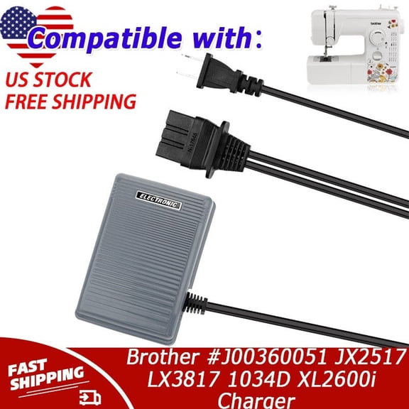 Power Cord Compatible with Brother #J00360051 JX2517 LX3817 1034D XL2600i