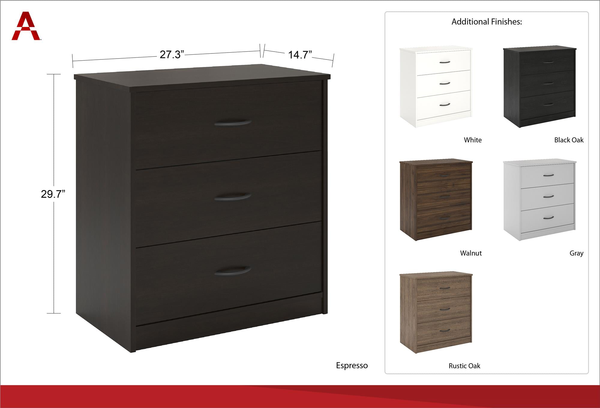 Mainstays 3 cheap drawer dresser