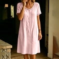 thumbnail image 5 of Horkkom T Shirt Dress Women Solid Color Short Sleeve Crew Neck Midi Dresses Summer Loose Casual Dresses, S-3XL, 5 of 9