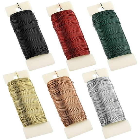 6 Pack 228 Yards Floral Wire 22 Gauge Flexible Paddle Wire Florist Bind Wire for Crafts, Christmas Wreaths Tree, Garland and Floral Flower Arrangement Supplies