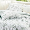 thumbnail image 2 of Twin/Twin XL Comforter Set - White & Green Floral Comforter, 2-Piece Cute Botanical Bed Set, Fluffy Soft Summer Comforter, Includes 1 Pillow Shams, 2 of 7