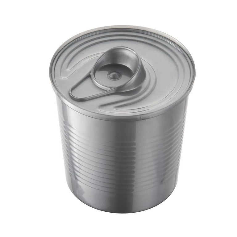 4 oz Round Silver Plastic Tin Can - with Lid - 2 1/2 x 2 1/2 x 2 3/4 -  100 count box
