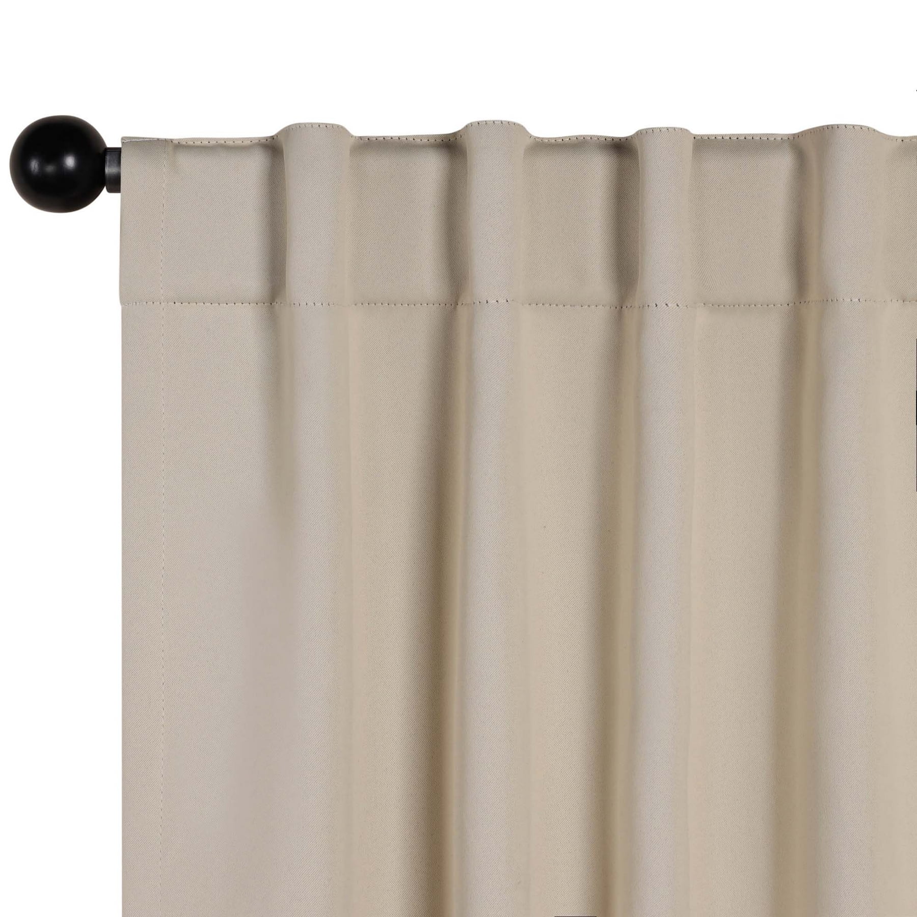 BNM Solid Blackout Back Tab Curtains, Set of 2, 52" x 63", Ivory